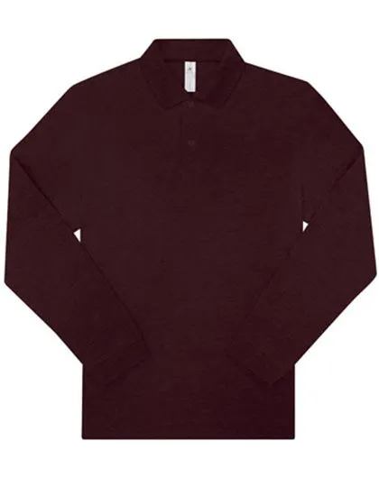 Heren polo B&C My Polo 210 Long Sleeve PU427 in Heren polo B&C My Polo 210 Long Sleeve PU427 Heather Burgundy