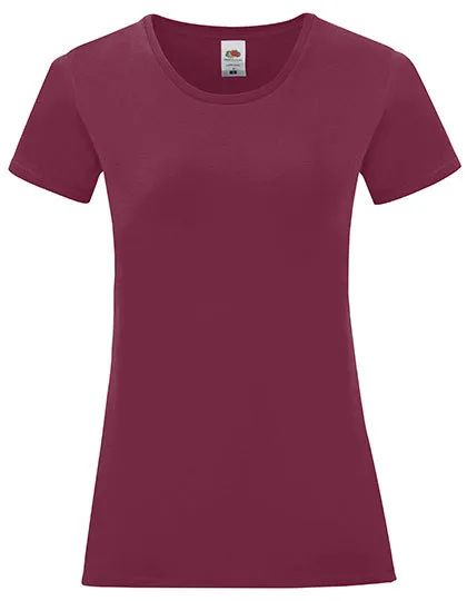 Dames T-shirt Iconic Fruit of the Loom 61-432-0 in Dames T-shirt Iconic Fruit of the Loom 61-432-0 - Burgundy