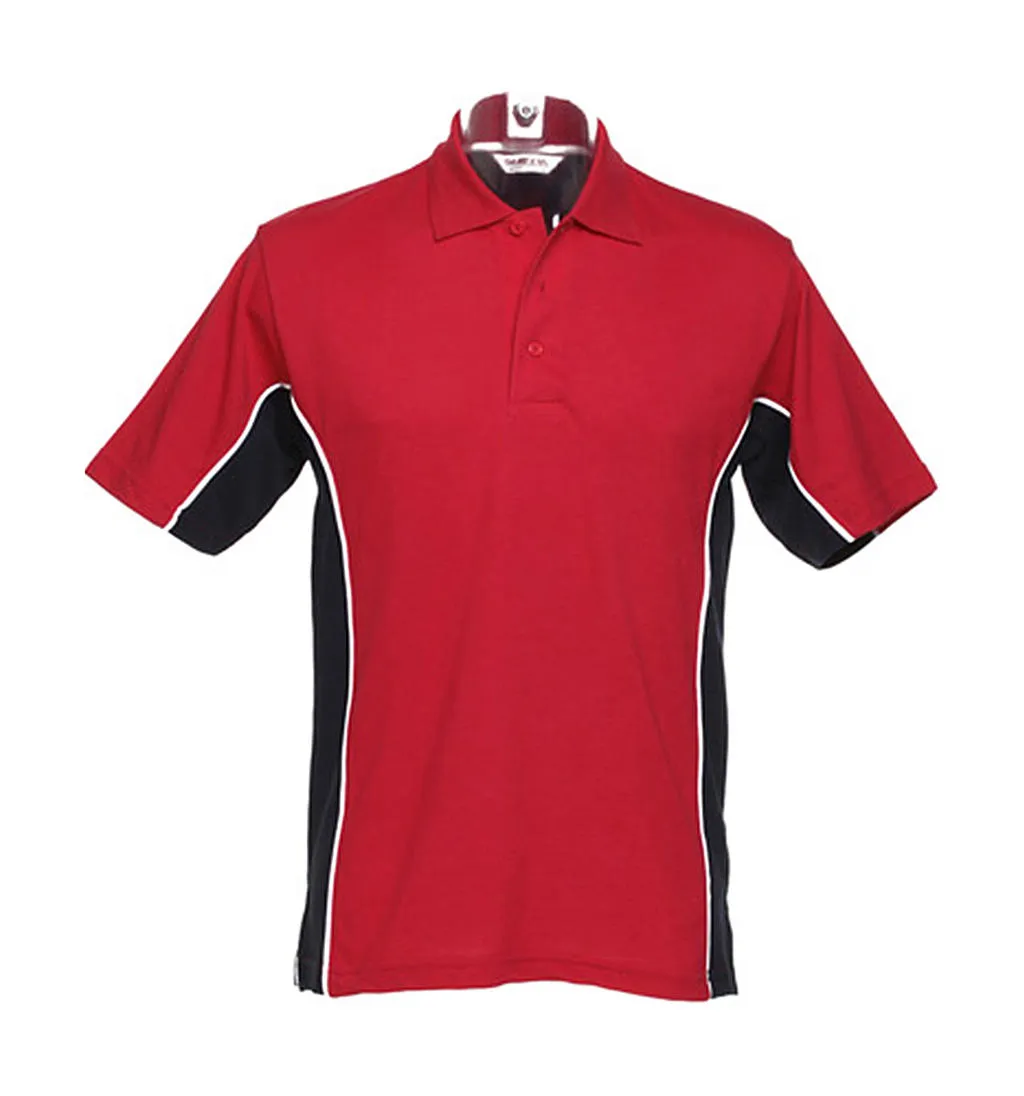 Heren Poloshirt Track Kustom Kit KK475 in Heren Poloshirt Track Kustom Kit KK475 rood-zwart-wit