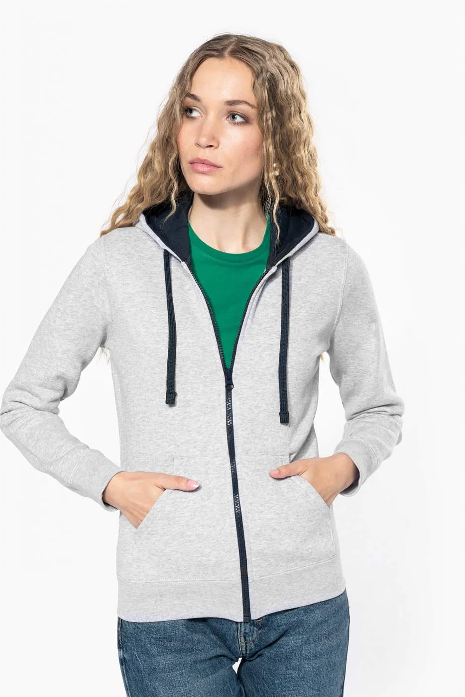 Heren Hoodie met Rits B&C Influence WG003 productfoto