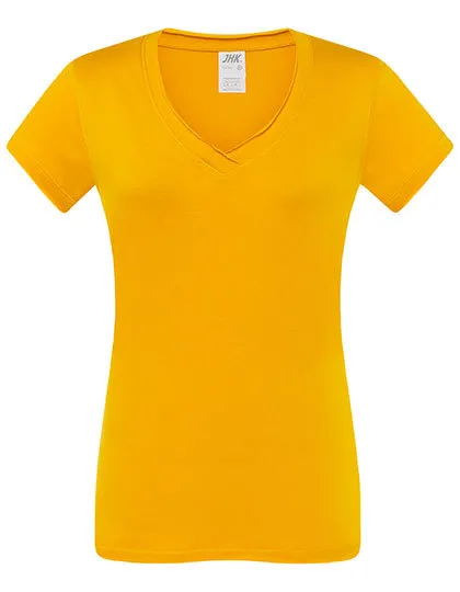 Dames T-shirt V hals JHK Sicilia TSULSCL in Dames T-shirt V hals JHK Sicilia TSULSCL - Mustard