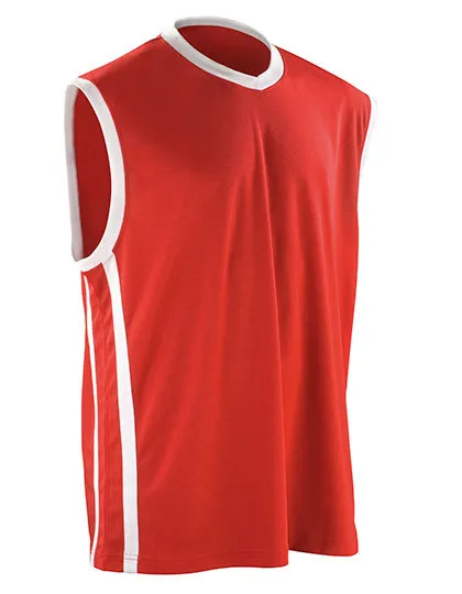 Heren Basketball Sportshirt Spiro S278M in Heren Basketball Sportshirt Spiro S278M Rood-Wit