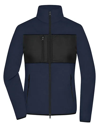 Dames Fleecevest James & Nicholson JN1311 in Dames Fleecevest James & Nicholson JN1311 navy-zwart