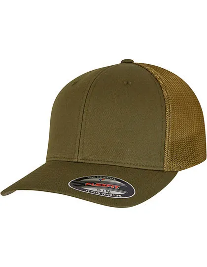Flexfit Cap Mesh Cotton Twill Trucker 6511 in Flexfit Cap Mesh Cotton Twill Trucker 6511 Moss Green