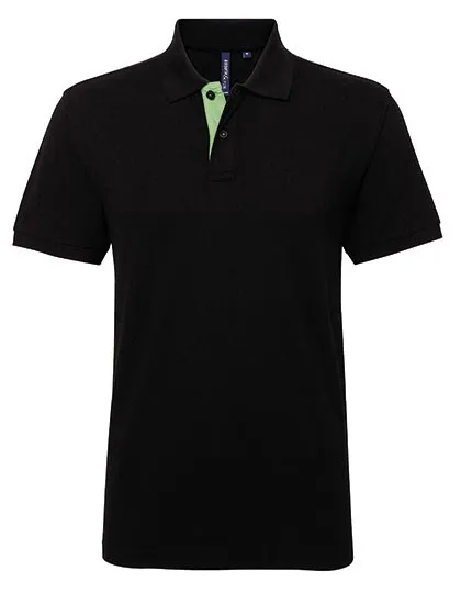 Heren Polo Asquith & Fox Classic Fit Contrast in Zwart-Lime