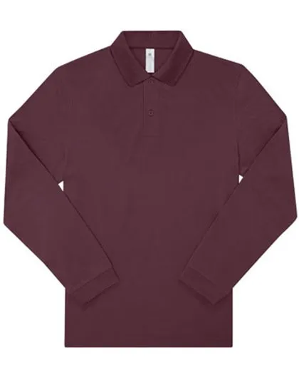 Heren Polo B&C My Polo 180 Long Sleeve in Heren Polo B&C My Polo 180 Long Sleeve Burgundy