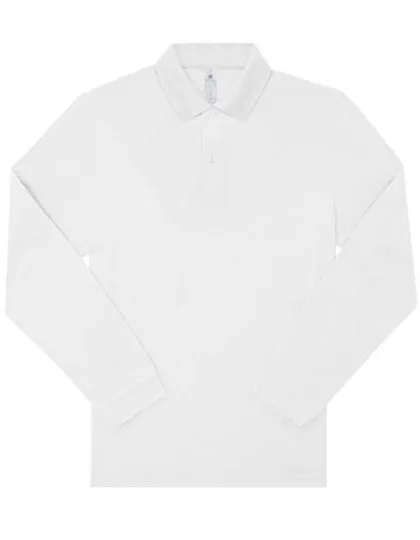 Heren polo B&C My Polo 210 Long Sleeve PU427 in Heren polo B&C My Polo 210 Long Sleeve PU427 Wit