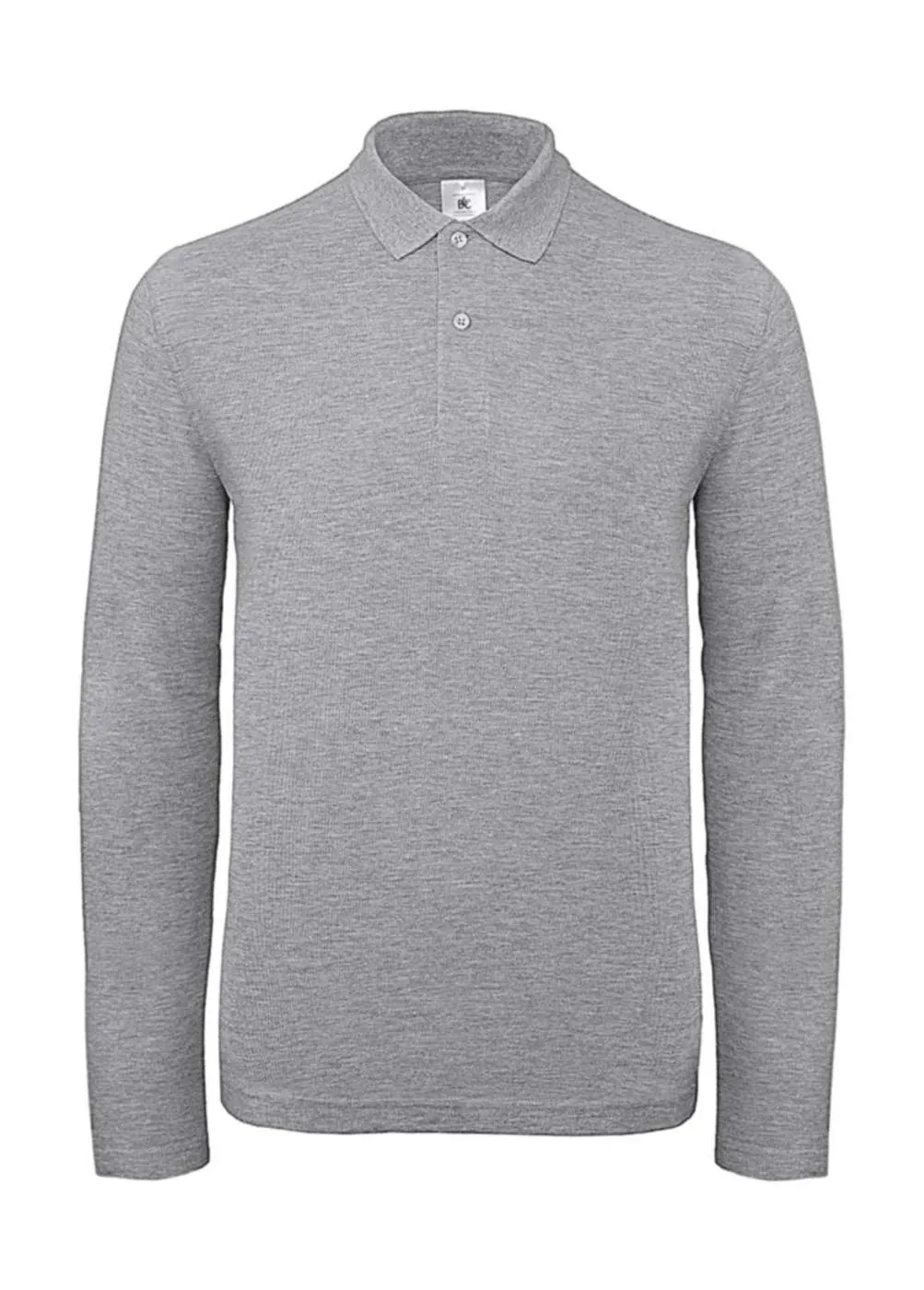 Heren Polo Lange Mouw B&C ID.001 in Heren Polo Lange Mouw B&C ID.001 Heather Grey