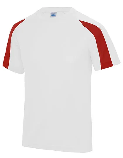 Kinder Sportshirt Contrast AWDis JC003J in Kinder Sportshirt Contrast AWDis JC003J - Arctic White/Fire Red