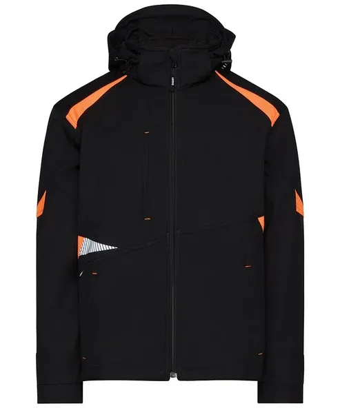 DASSY Softshell Jas Kalama in DASSY Softshell Jas Kalama Zwart-Fluo Oranje
