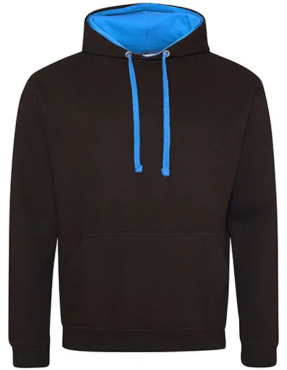Heren Hoodie AWDis varsity JH003 in Heren Hoodie AWDis varsity JH003 - Jet Black-Sapphire Blue