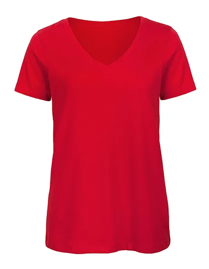 Dames T-shirt V hals Biologisch B&C Inspire TW045 in Dames T-shirt V hals Biologisch B&C Inspire TW045 - Red