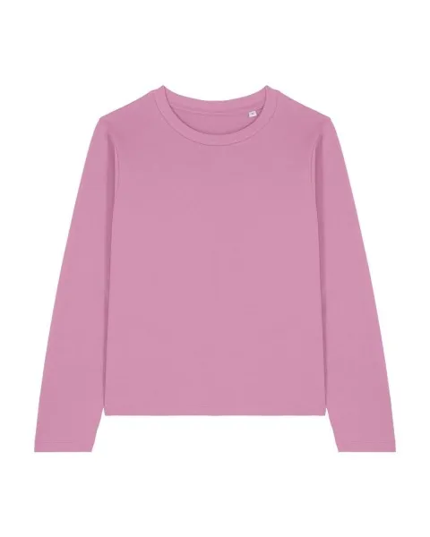 Dames T-shirt Stanley Stella Muser Long Sleeve in Bubble Pink