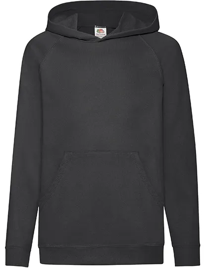 Kinder Hooded Sweater Fruit of the Loom Lightweight 62-009-0 in Kids Lightweight Hooded Sweat Black