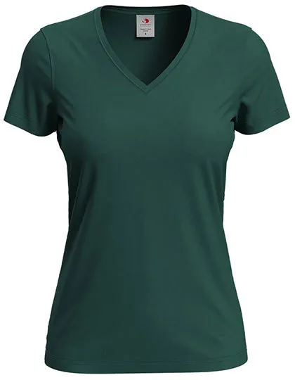 Dames T-shirt V Hals Stedman Classic-T ST2700 in Dames T-shirt V Hals Stedman Classic-T ST2700 - Bottle Green