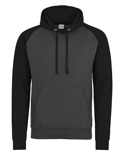 Baseball Hoodie AWDis Baseball JH009 in Baseball Hoodie AWDis Baseball JH009 - charcoal-jet black