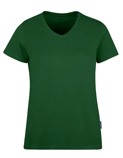 Dames T-shirt V HRM Luxury V-Neck Tees 202 in Dames T-shirt V HRM Luxury V-Neck Tees 202 - Bottle Green