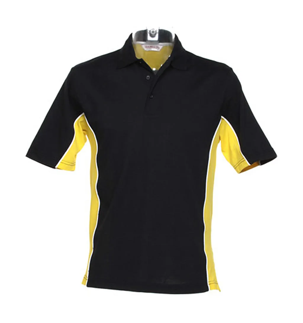 Heren Poloshirt Track Kustom Kit KK475 in Heren Poloshirt Track Kustom Kit KK475 zwart-geel-wit