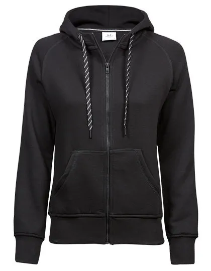 Dames Fashion Full Zip Hood Tee Jays 5436 in Dames Fashion Full Zip Hood Tee Jays 5436 - Black