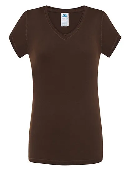 Dames T-shirt V hals JHK Sicilia TSULSCL in Dames T-shirt V hals JHK Sicilia TSULSCL - Chocolate