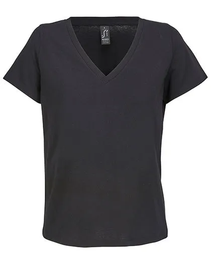 Dames T-Shirt Sols V-Neck Regent 04766 in Dames T-Shirt Sols V-Neck Regent 04766 - Deep Black