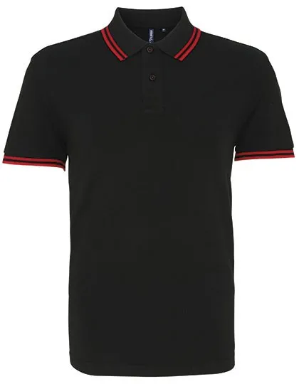 Heren Polo Asquith & Fox Classic Fit Tipped AQ011 in Heren Polo Asquith & Fox Classic Fit Tipped Zwart-Rood