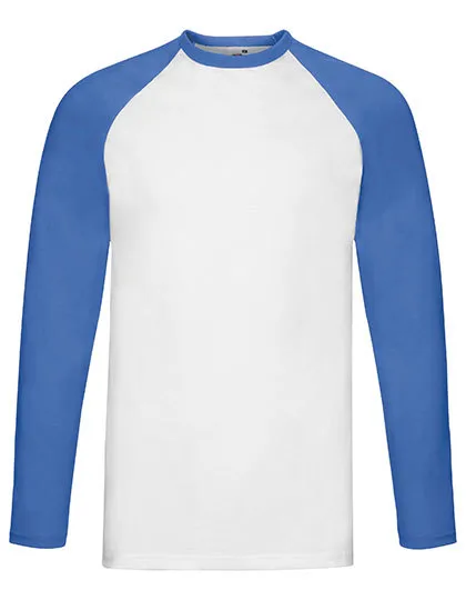 Baseball T-shirts lange mouw Fruit of the Loom 61-028-0 in Baseball T-shirts lange mouw Fruit of the Loom 61-028-0 - White/Royal Blue