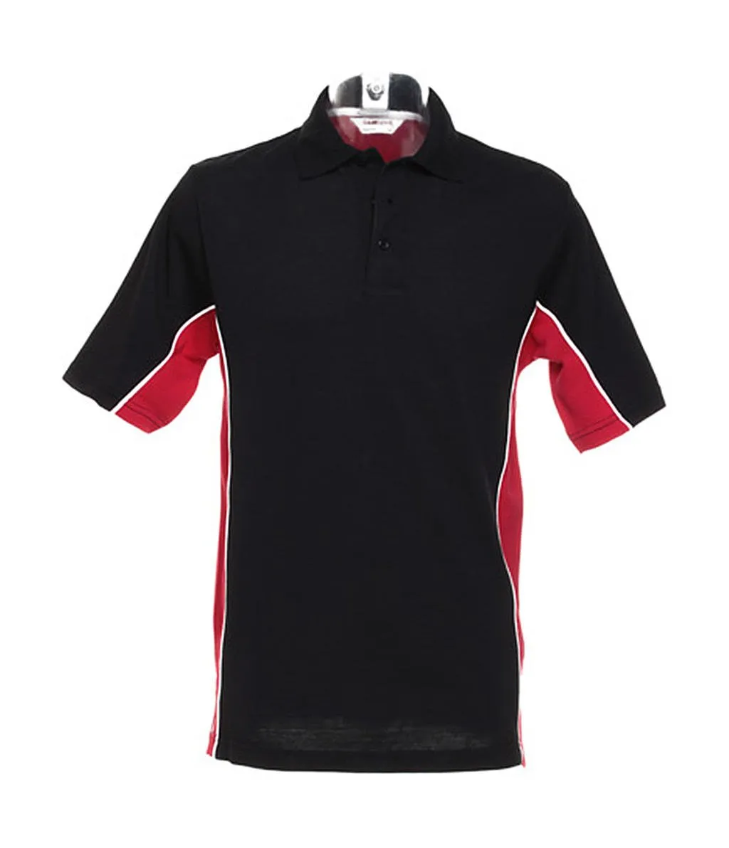Heren Poloshirt Track Kustom Kit KK475 in navy-rood-wit