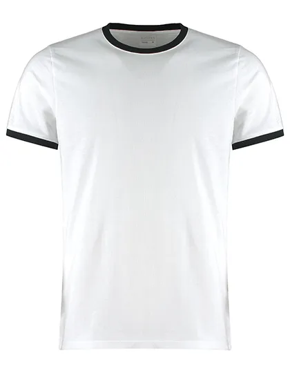 Heren T-shirt Ringer Fashion Fit Kustom Kit KK508 in Heren T-shirt Ringer Fashion Fit Kustom Kit KK508 - White/Black