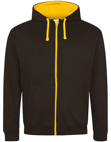 Heren Hooded Sweater met rits AWDis JH053 in Heren Hooded Sweater met rits AWDis JH053 Jet Black-Gold