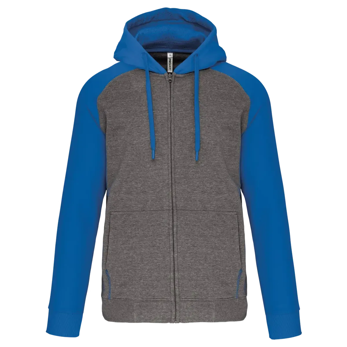 Baseball Hoodie Proact PA380 in Baseball Hoodie Proact PA380 GREY HEATHER-SPORTY ROYAL BLUE