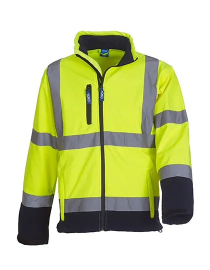 Softshell Jas High Visibility Yoko HVK09 in Softshell Jas High Visibility Yoko HVK09 High-Vis Yellow-Navy