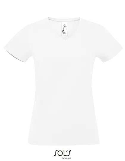 Dames T-shirt Sols Imperial V-Neck 02941 in Dames T-shirt Sols Imperial V-Neck 02941 - White