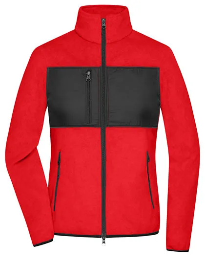 Dames Fleecevest James & Nicholson JN1311 in Dames Fleecevest James & Nicholson JN1311 rood-zwart