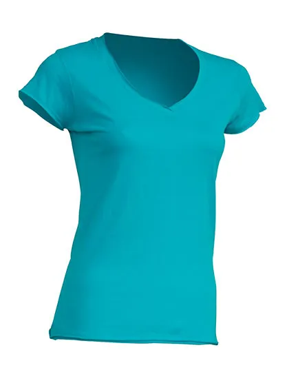 Dames T-shirt V hals JHK Sicilia TSULSCL in Dames T-shirt V hals JHK Sicilia TSULSCL - Turquoise