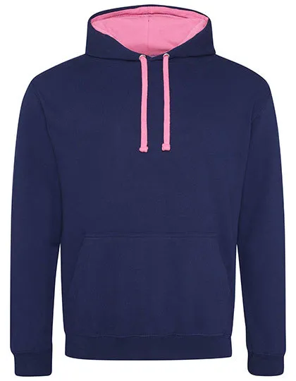 Heren Hoodie AWDis varsity JH003 in Heren Hoodie AWDis varsity JH003 - Oxford Navy-Candyfloss Pink