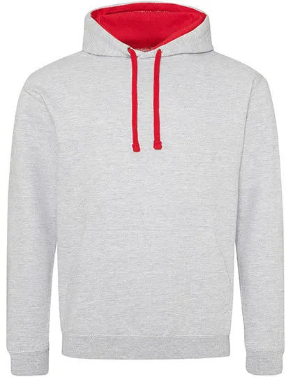 Heren Hoodie AWDis varsity JH003 in Heren Hoodie AWDis varsity JH003 - Heather Grey-Fire Red