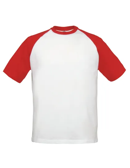 Baseball T-shirt B&C TU020 in Baseball T-shirt B&C TU020 - White/Red