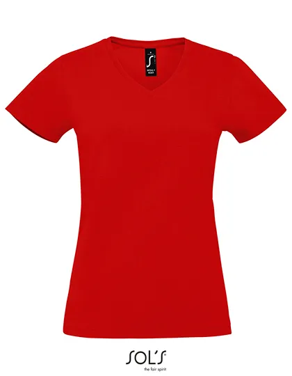 Dames T-shirt Sols Imperial V-Neck 02941 in Dames T-shirt Sols Imperial V-Neck 02941 - Red