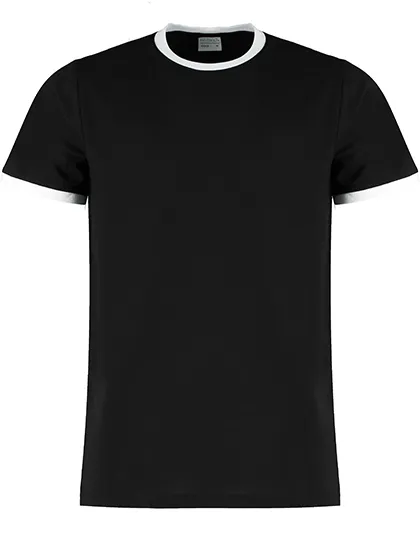 Heren T-shirt Ringer Fashion Fit Kustom Kit KK508 in Heren T-shirt Ringer Fashion Fit Kustom Kit KK508 - Black/White