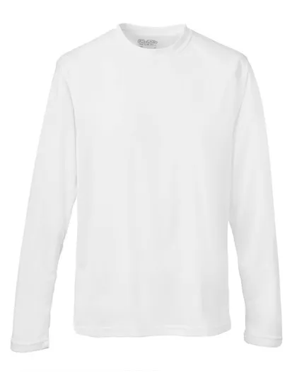 Heren Sportshirt Lange Mouw AWDis JC002 in Heren Sportshirt Lange Mouw AWDis JC002 White