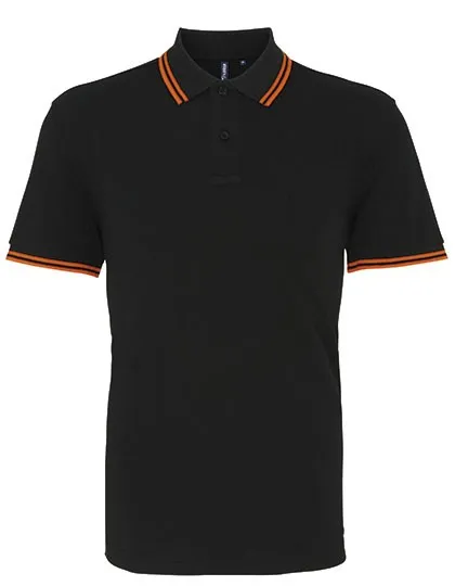 Heren Polo Asquith & Fox Classic Fit Tipped AQ011 in Heren Polo Asquith & Fox Classic Fit Tipped Zwart-Oranje