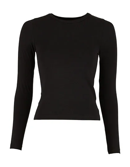 Dames T-shirt LS Build Your Brand Ultra Slim BY446 in Dames T-shirt LS Build Your Brand Ultra Slim BY446 - Black