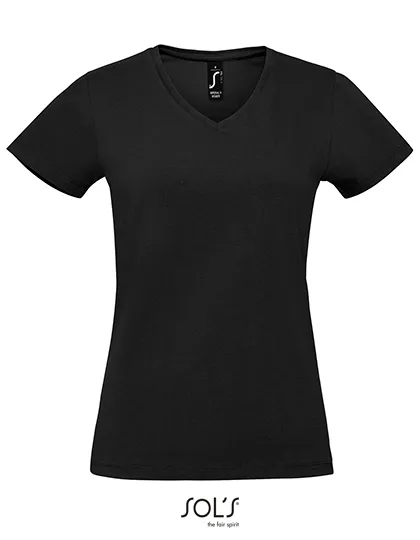 Dames T-shirt Sols Imperial V-Neck 02941 in Dames T-shirt Sols Imperial V-Neck 02941 - Deep Black