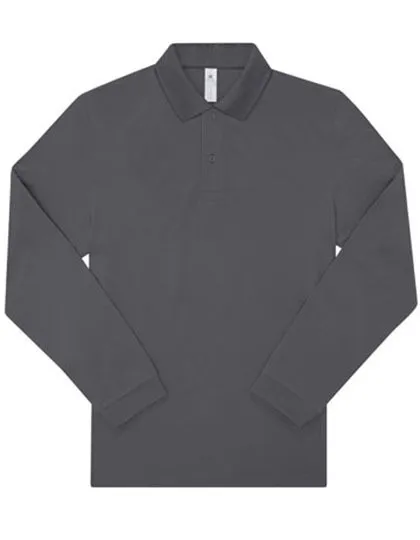 Heren Polo B&C My Polo 180 Long Sleeve in Heren Polo B&C My Polo 180 Long Sleeve Dark Grey