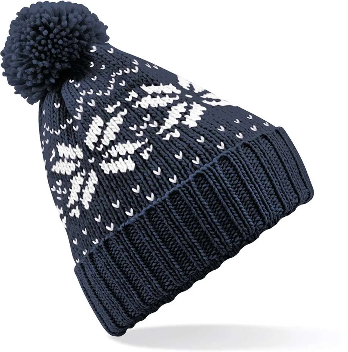 Beanie Muts Beechfield Fair Isle Snowstar B456 in Beanie Muts Beechfield Fair Isle Snowstar B456 FRENCH NAVY-WHITE