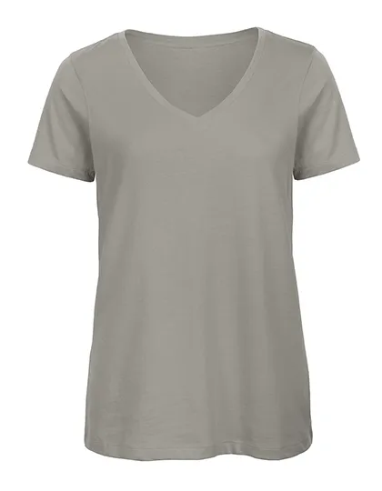 Dames T-shirt V hals Biologisch B&C Inspire TW045 in Dames T-shirt V hals Biologisch B&C Inspire TW045 - Light Grey