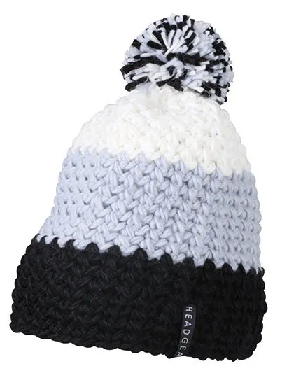 Muts Crocheted with Pompon MB7940 in Muts Crocheted with Pompon MB7940 black-silver-white