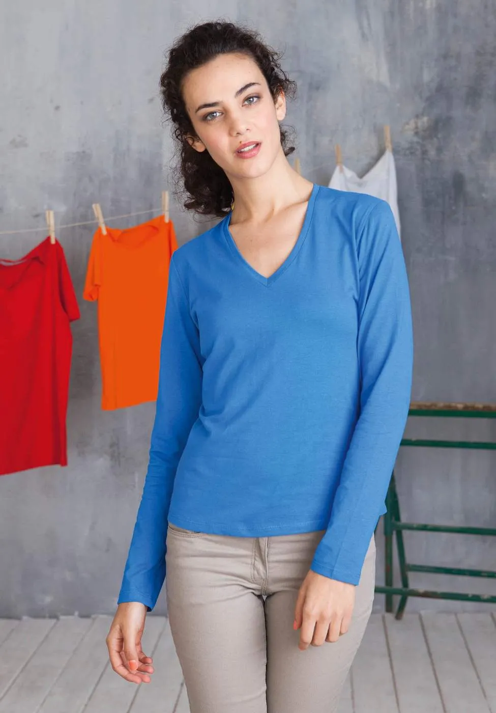 Dames T-shirt V hals Kariban K381 productfoto