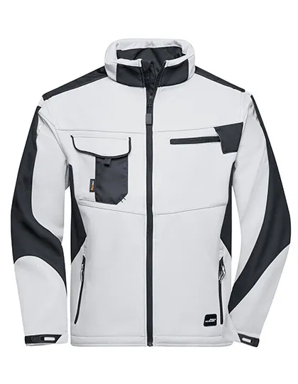 Heren Werk Softshell Jas Daiber JN844 in Heren Werk Softshell Jas Daiber JN844 Wit-Carbon